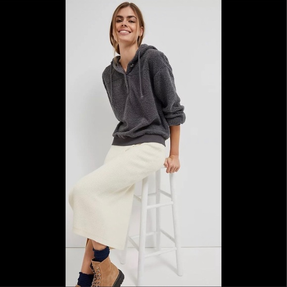 Anthropologie Sweaters - Anthropologie sherpa hoodie gray size large NWT